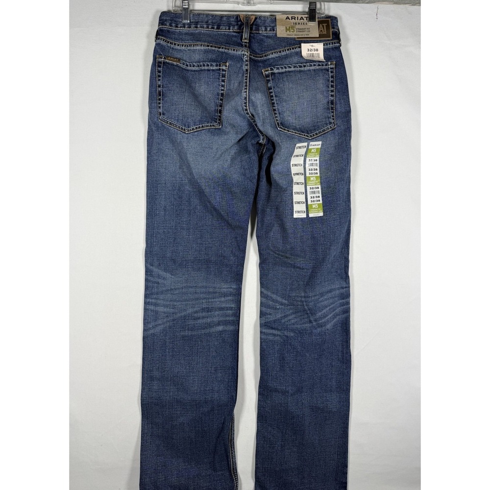 NWT Ariat M5 Denim Jeans Men's 32x38 Blue Straight Fix Straight Leg Stretch - Picture 1 of 8